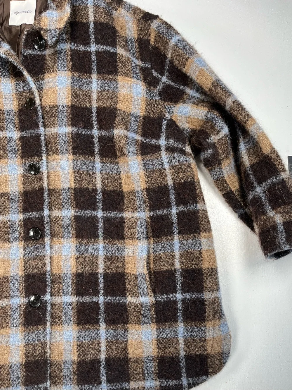 Madewell Belrose Shirt Jacket Cassel Plaid Wool Shacket Plus Size 3X Fuzzy Blue
